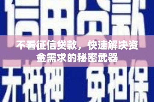 罗平不看征信贷款，快速解决资金需求的秘密武器